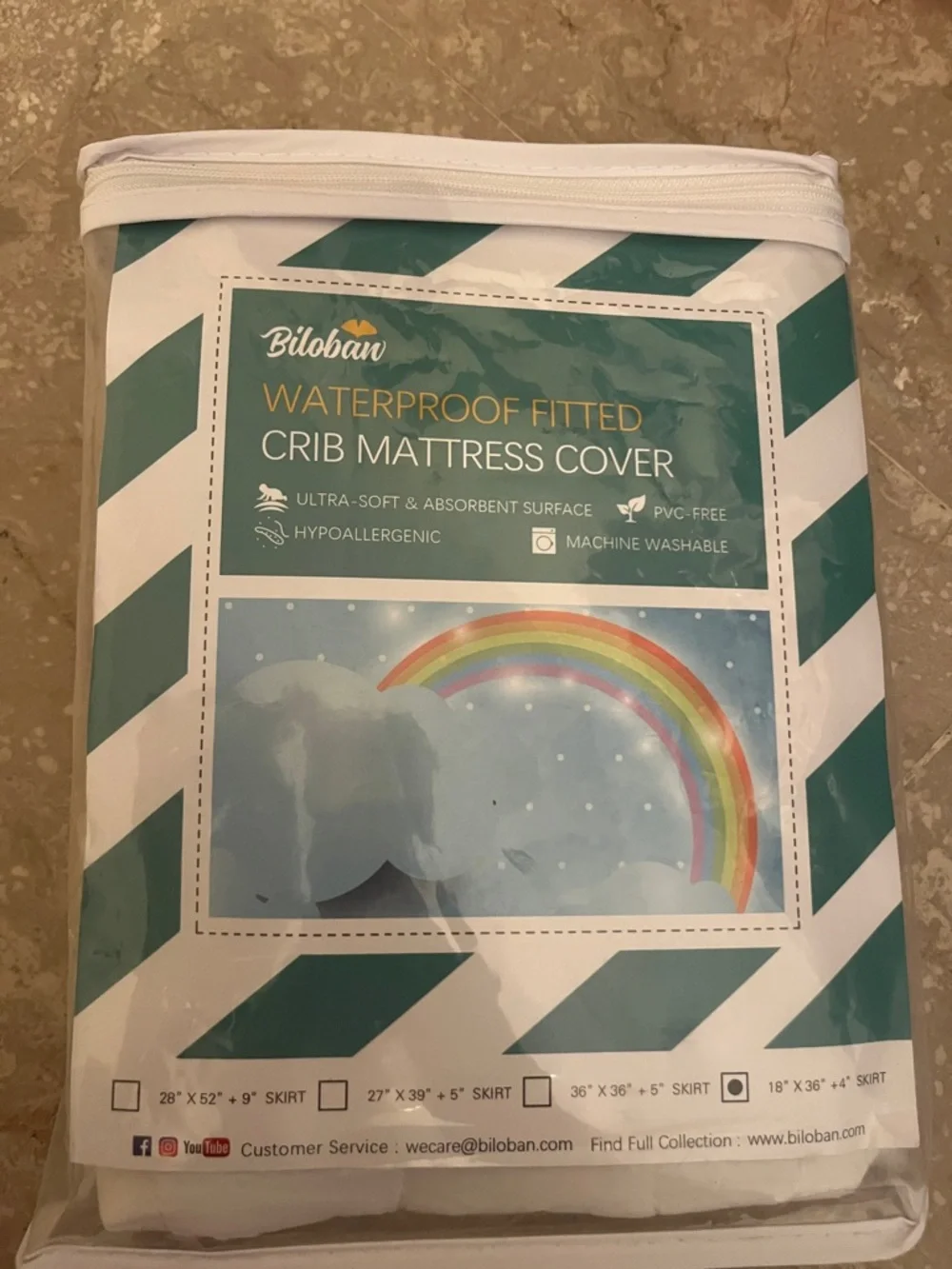 Waterproof Fitted Crib Mattress Cover White 18x36+4